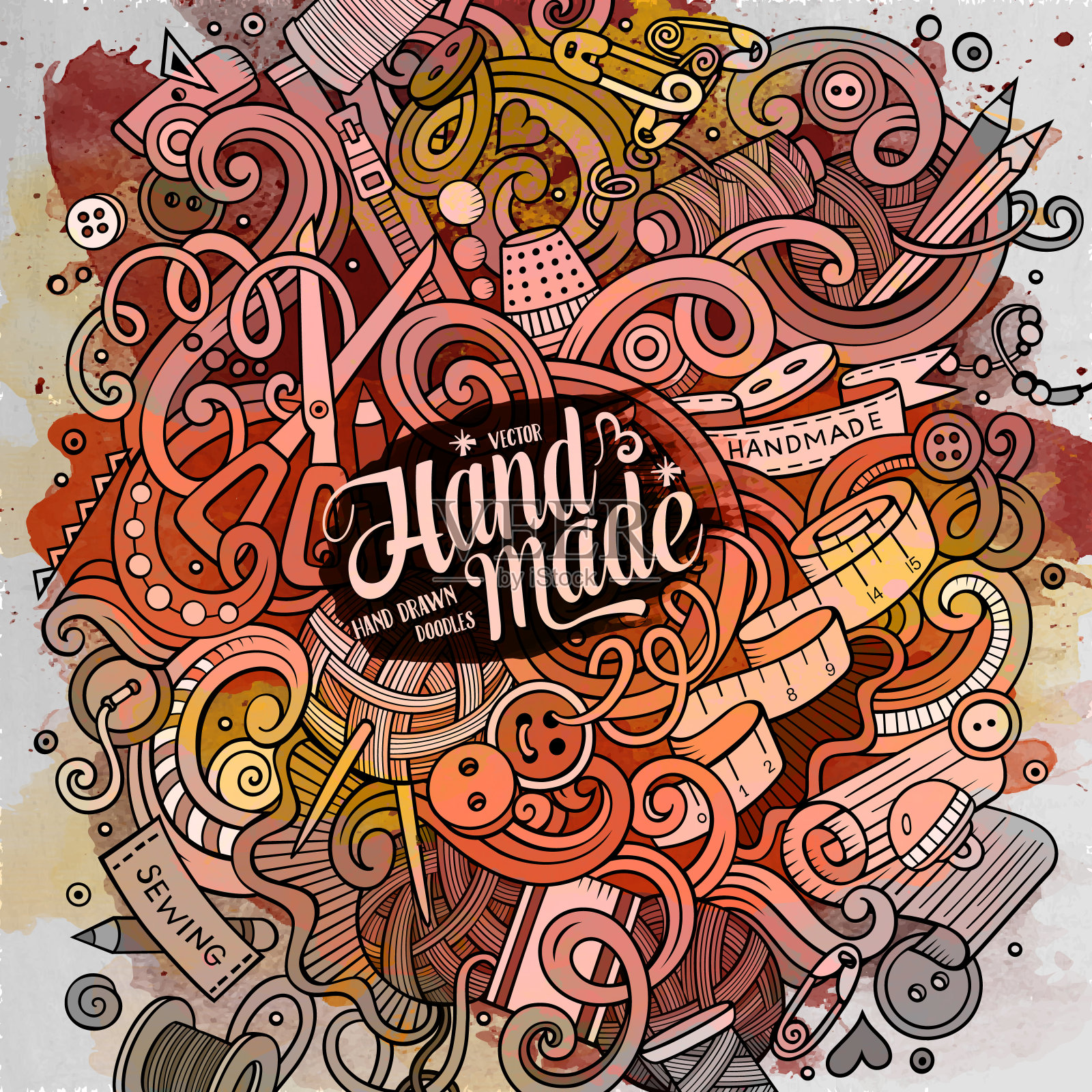 卡通可爱的涂鸦手工绘制手工插图插画图片素材