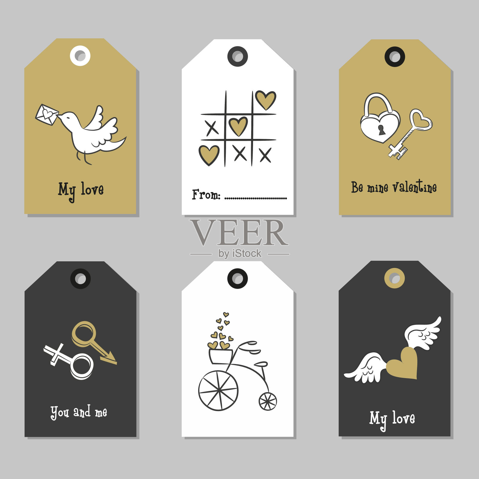 配上情人节标签。矢量插图。插画图片素材