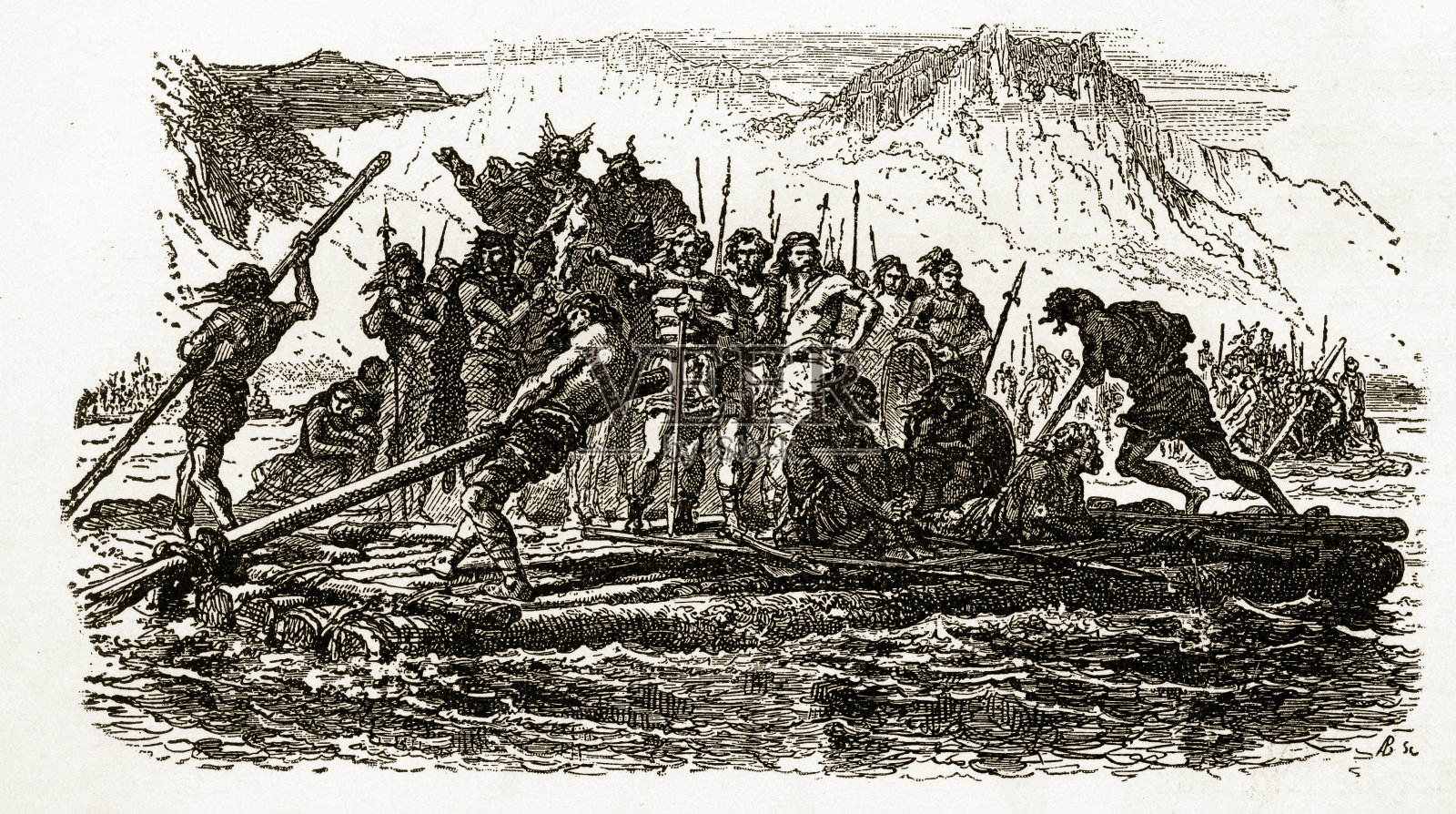 阿拉里克大帝，公元360-410年插画图片素材