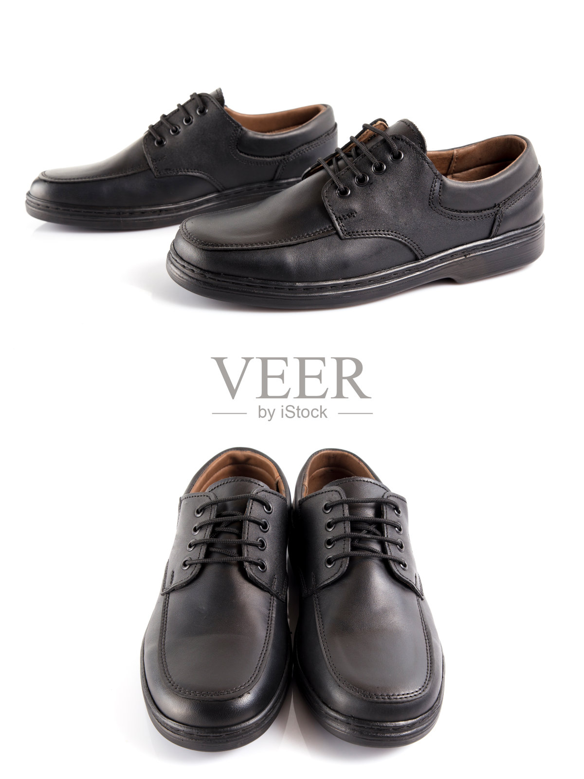 男黑皮鞋上白色背景，隔离产品，舒适的鞋类。照片摄影图片