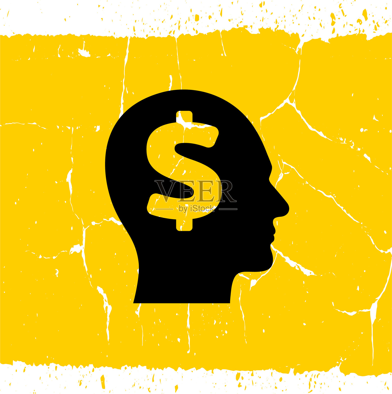 在我心中有金钱的人脸轮廓。插画图片素材