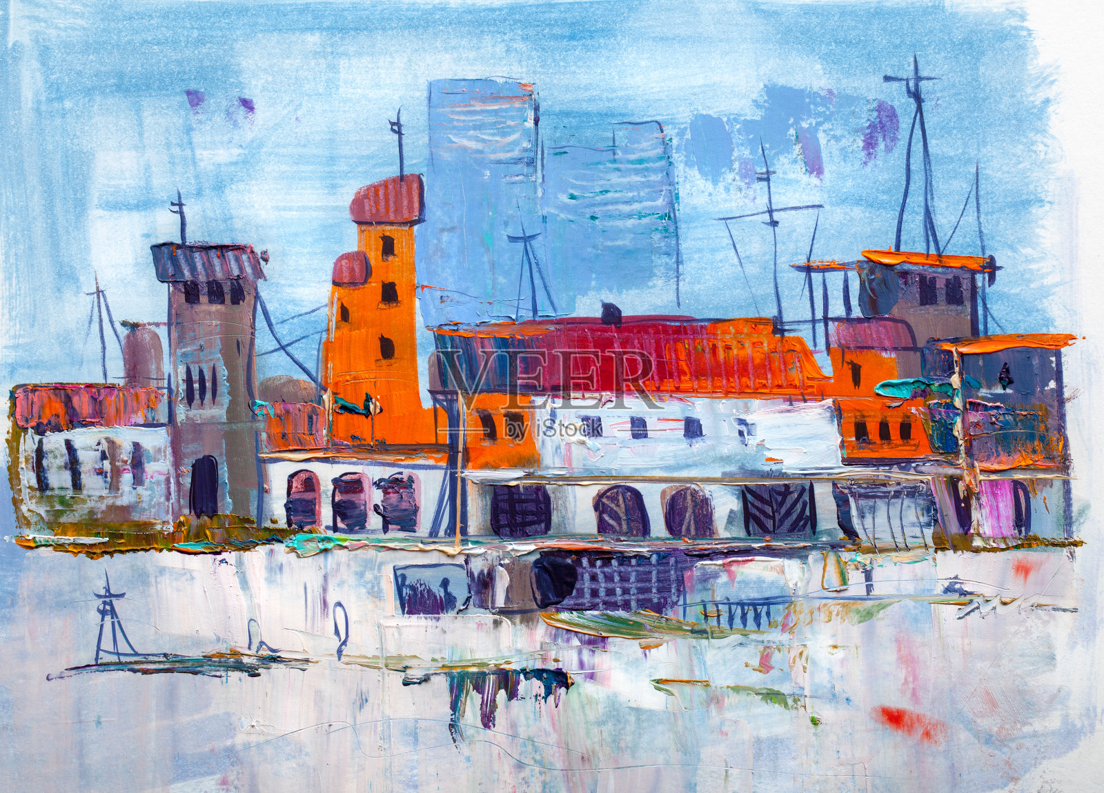 城市建筑抽象画插画图片素材