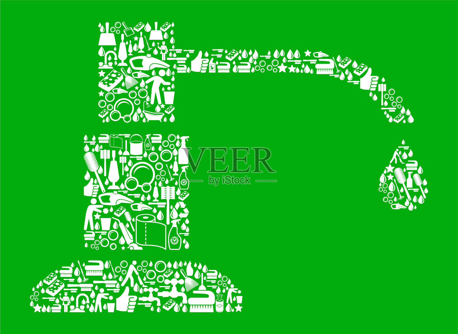 汤清洗绿色背景图案插画图片素材