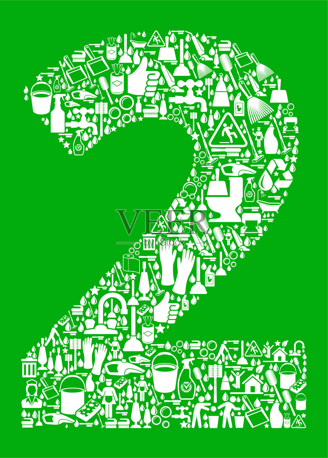 清洁和家务绿色矢量图标模式插画图片素材