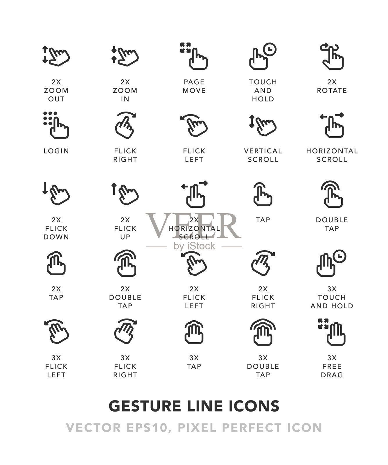 手势一行图标插画图片素材