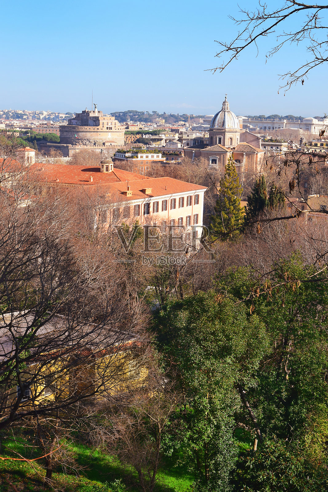 从Janiculum山顶俯瞰罗马的壮丽景色照片摄影图片