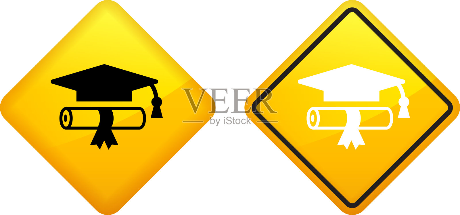 毕业证书和毕业帽。插画图片素材