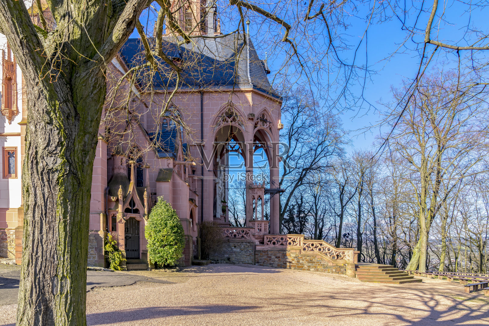 德国莱茵兰普法尔茨市宾根/莱茵上方的罗库斯卡佩尔教堂照片摄影图片