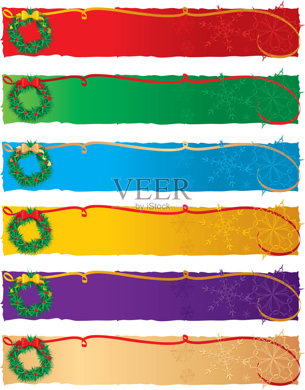 冬青花环横幅插画图片素材