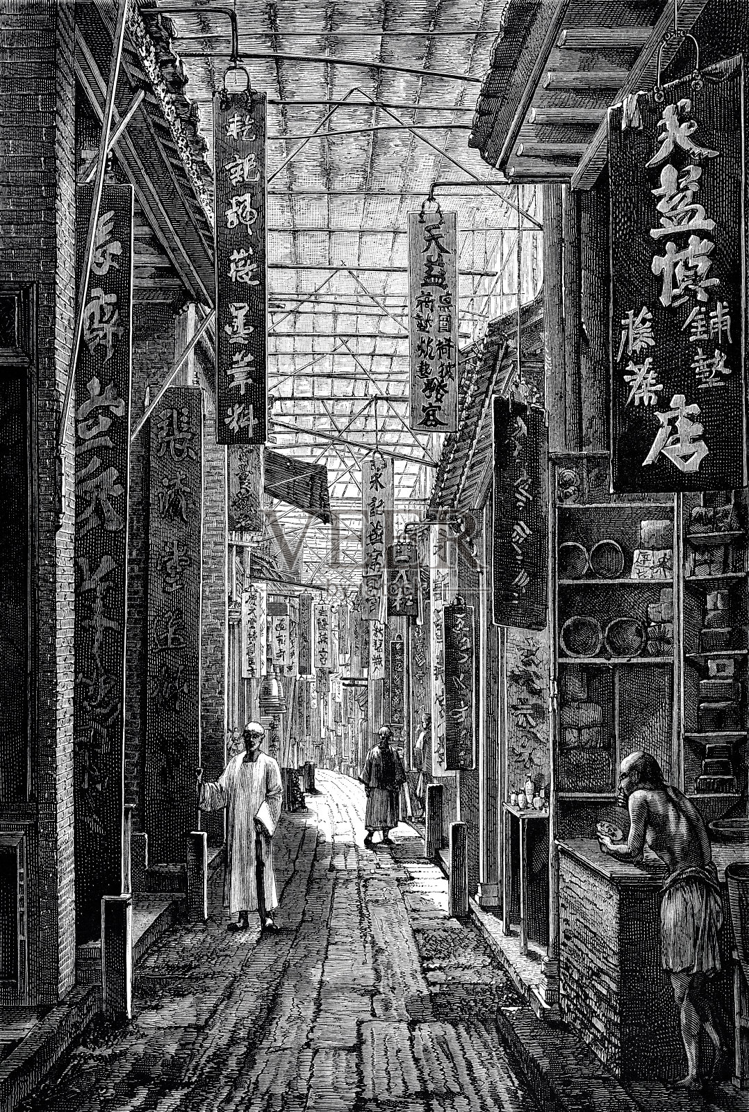 香港的药剂师街插画图片素材