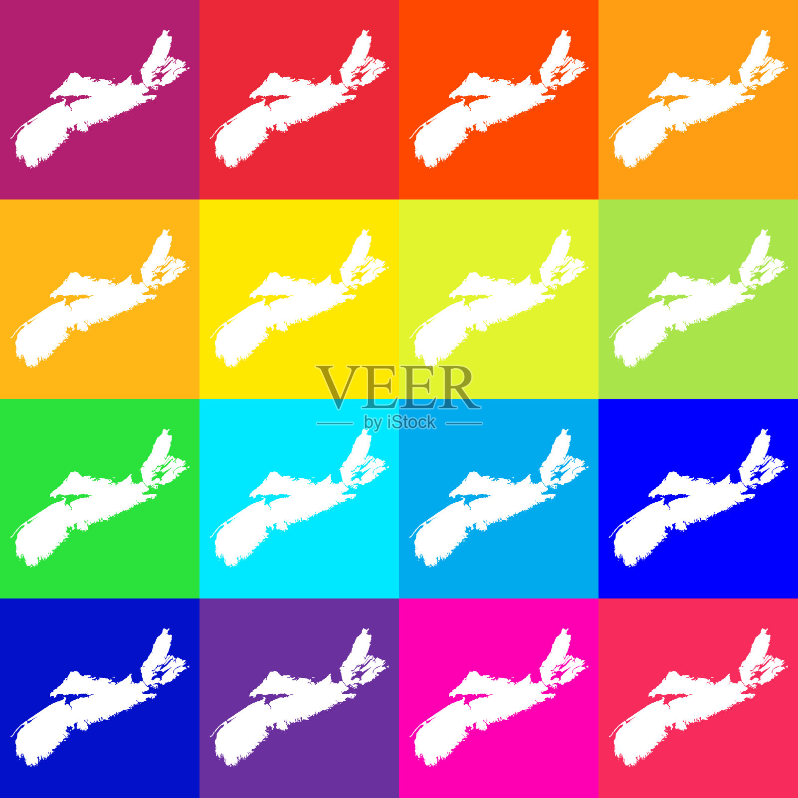 矢量新斯科舍省，加拿大地图在明亮的颜色插画图片素材