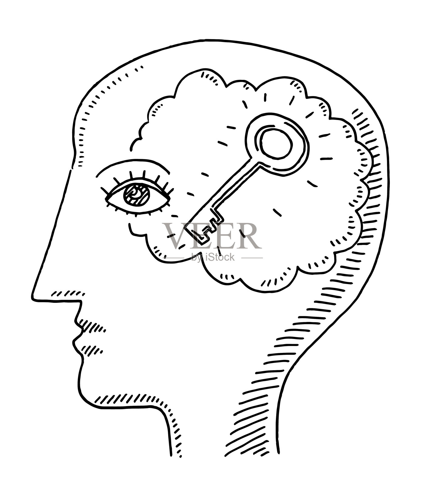 人的头部侧视图心智关键绘图插画图片素材