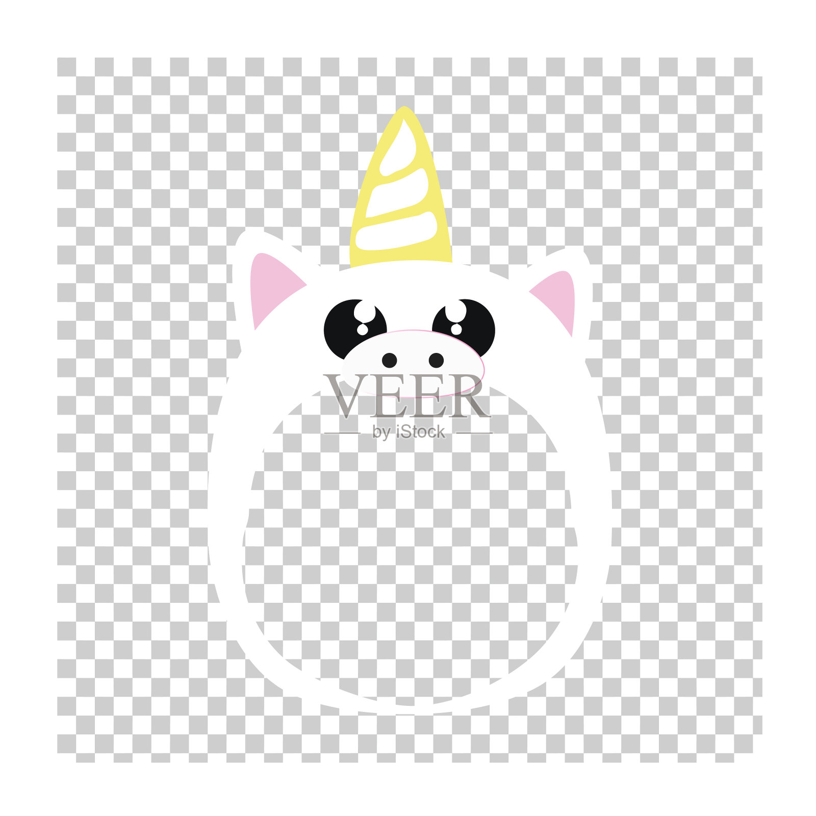 白色独角兽面具-照片贴纸。让你的孩子成为独角兽。设计元素图片