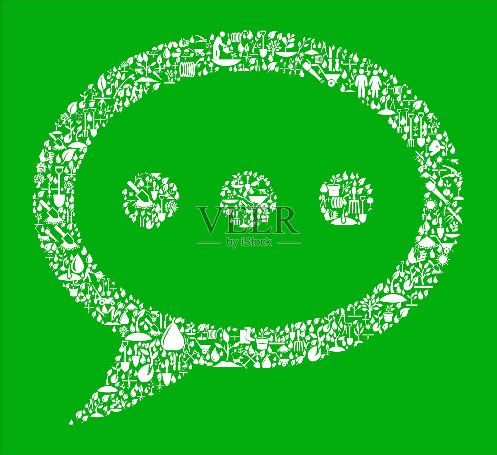 聊天泡泡绿色花园和园艺背景模式插画图片素材