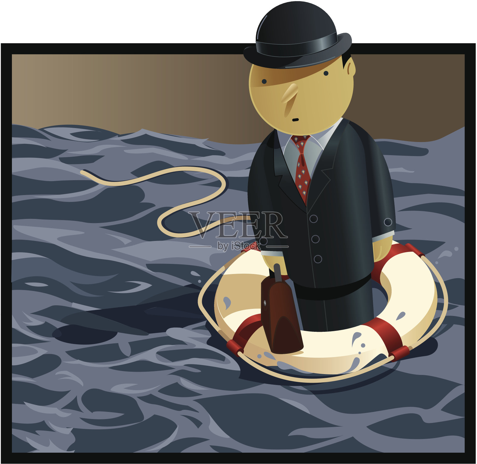商人漂流插画图片素材