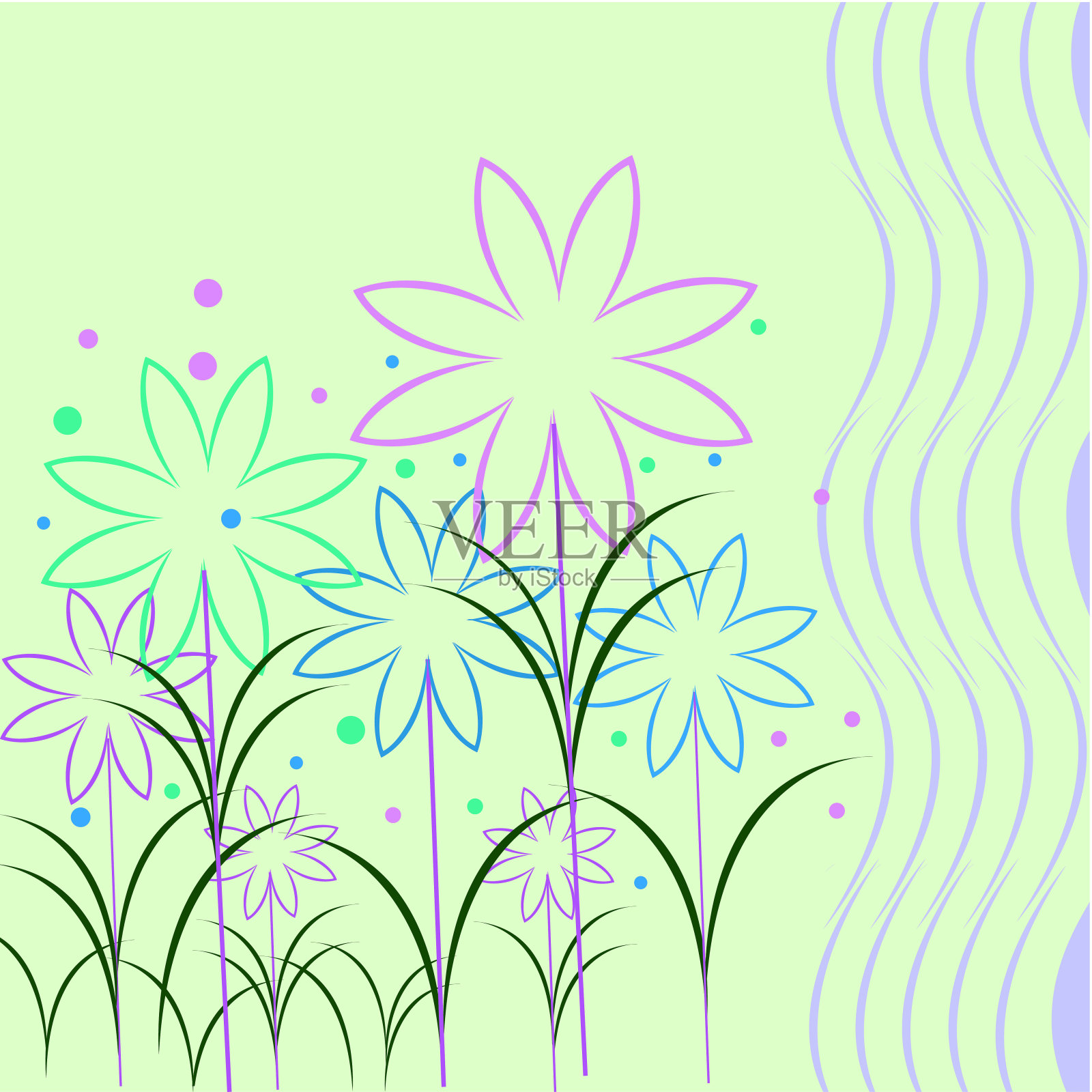 抽象的花朵图案插画图片素材