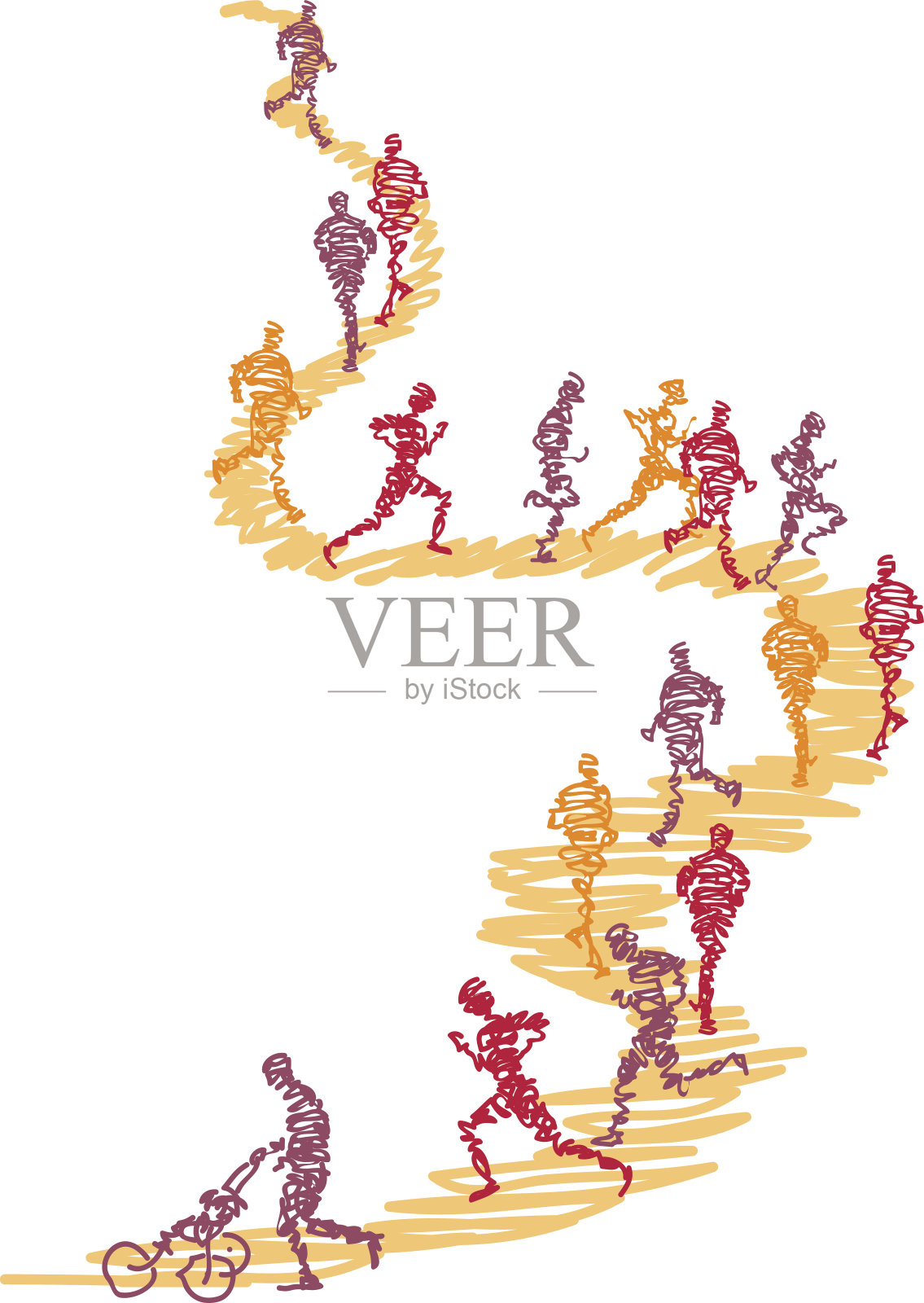 跑道上的涂鸦跑者插画图片素材