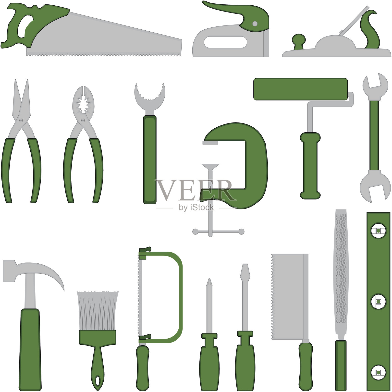 绿色的工具插画图片素材