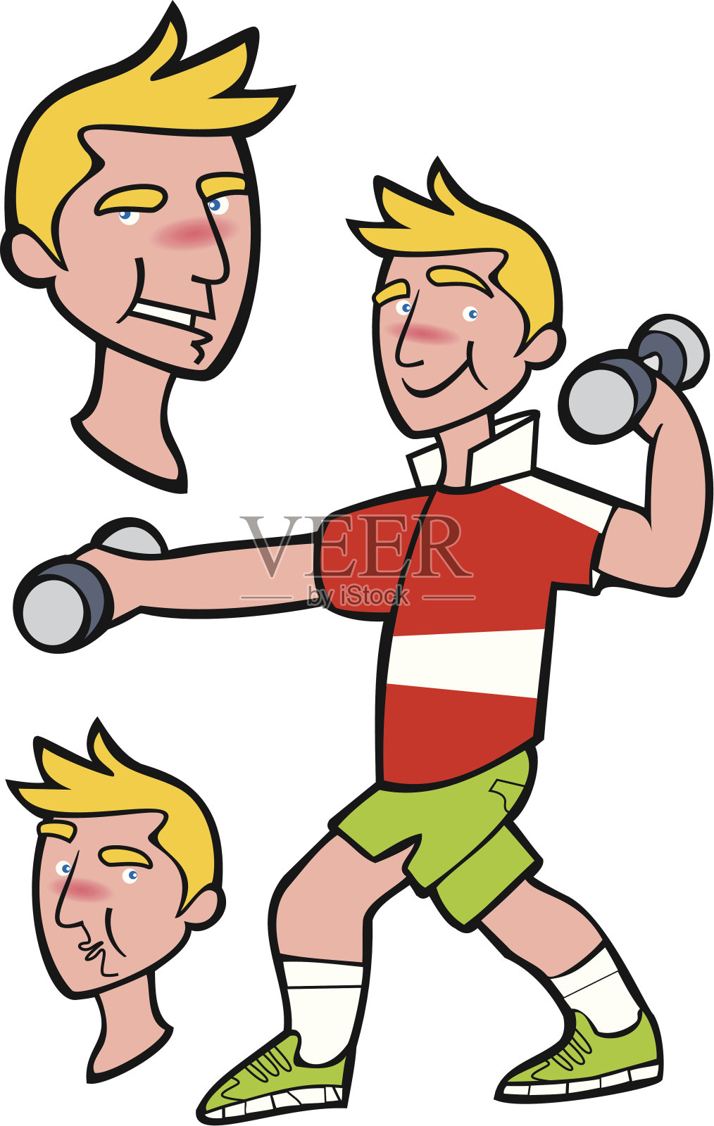 金发年轻人在做运动插画图片素材