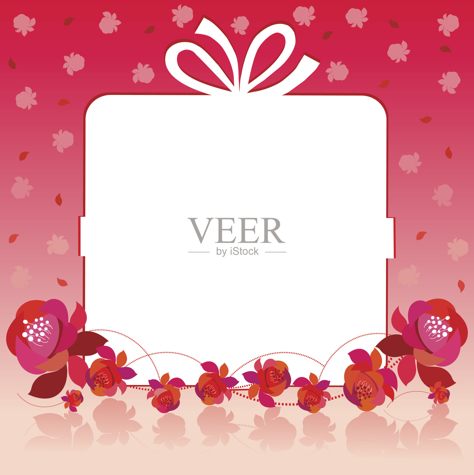 礼盒与粉红色和红色玫瑰，背景设计模板素材