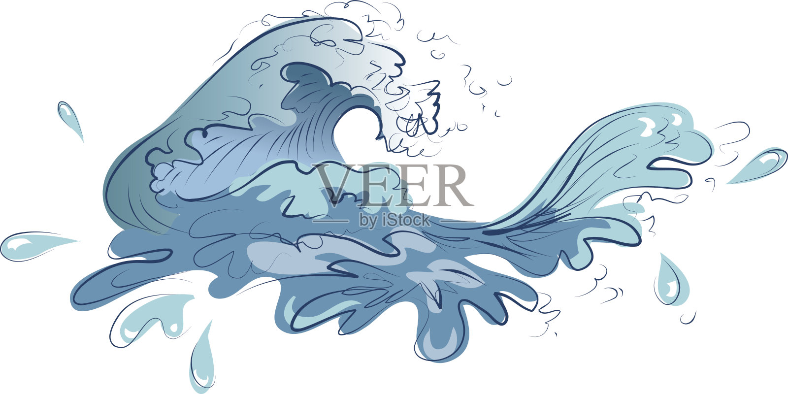 手绘波插画图片素材