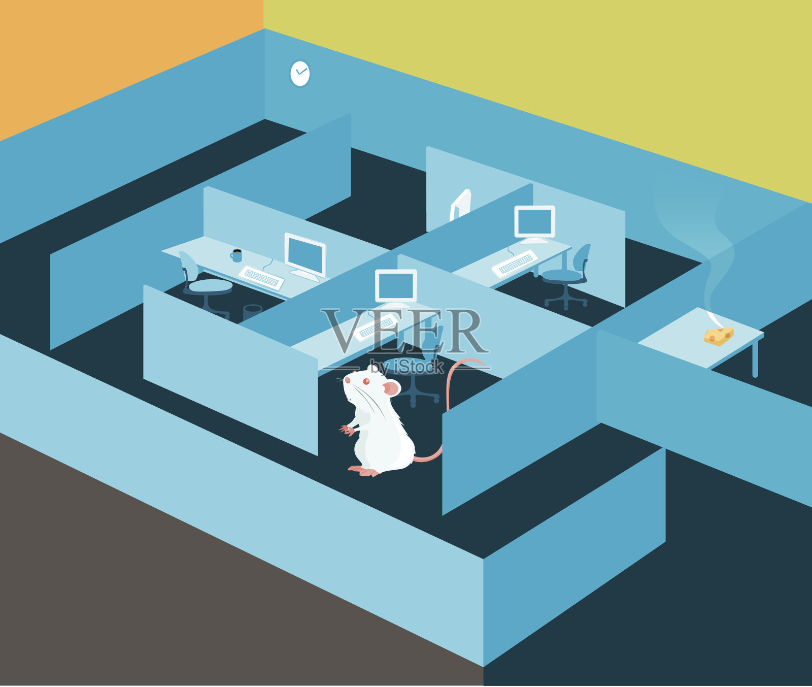 办公室实验室老鼠插画图片素材