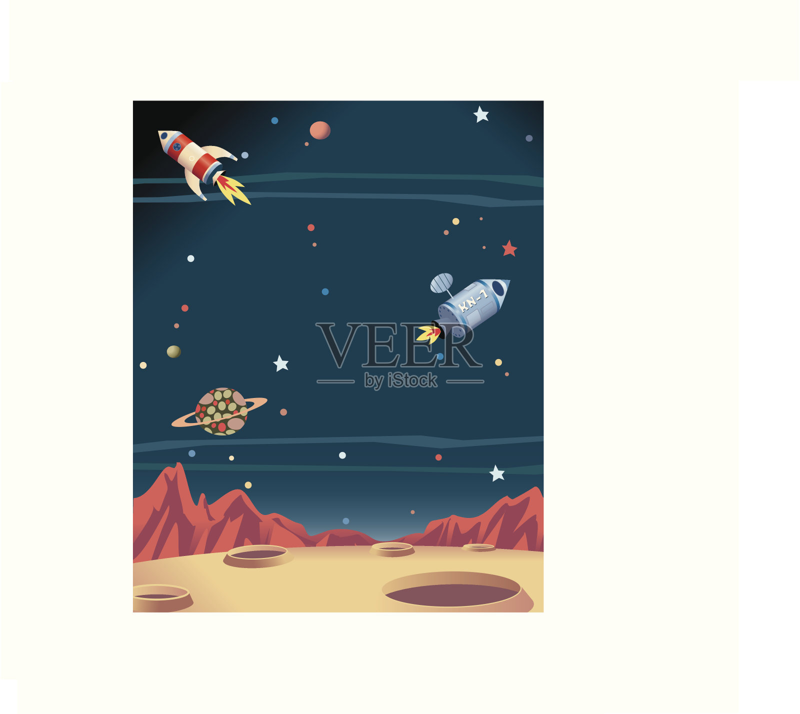 空间+火箭插画图片素材