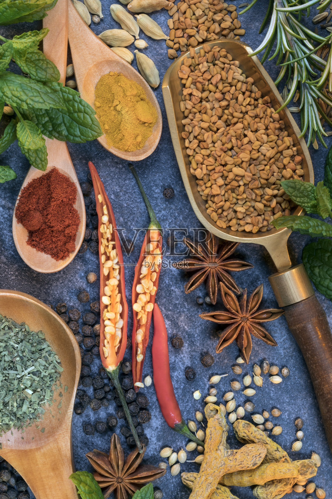 辣椒，香草和香料照片摄影图片