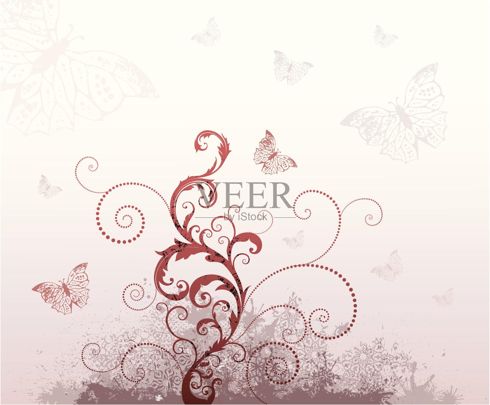 漩涡与蝴蝶插画图片素材