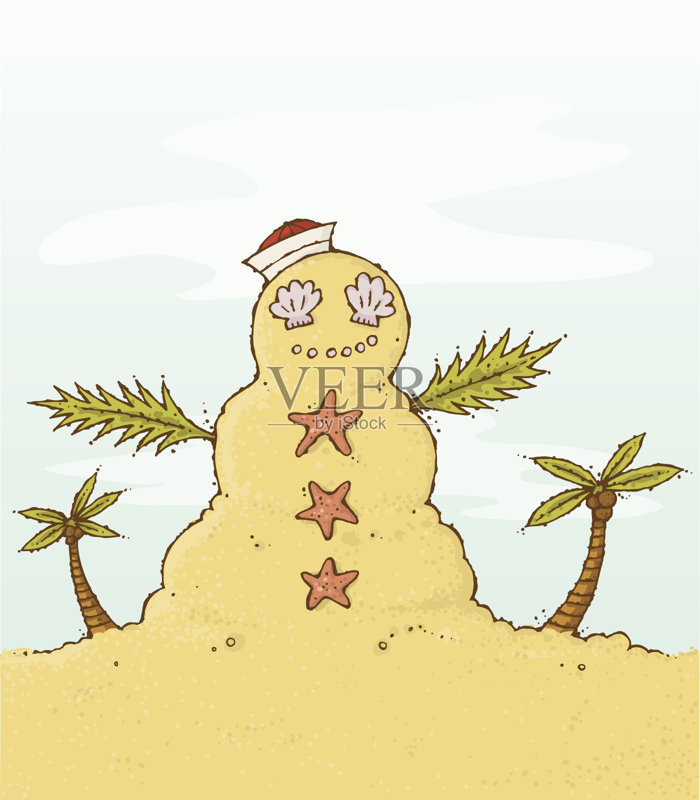 砂雪人插画图片素材