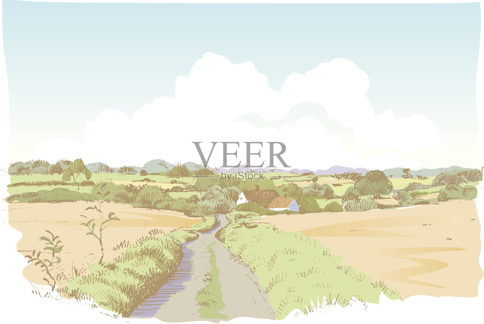 风景素描插画图片素材