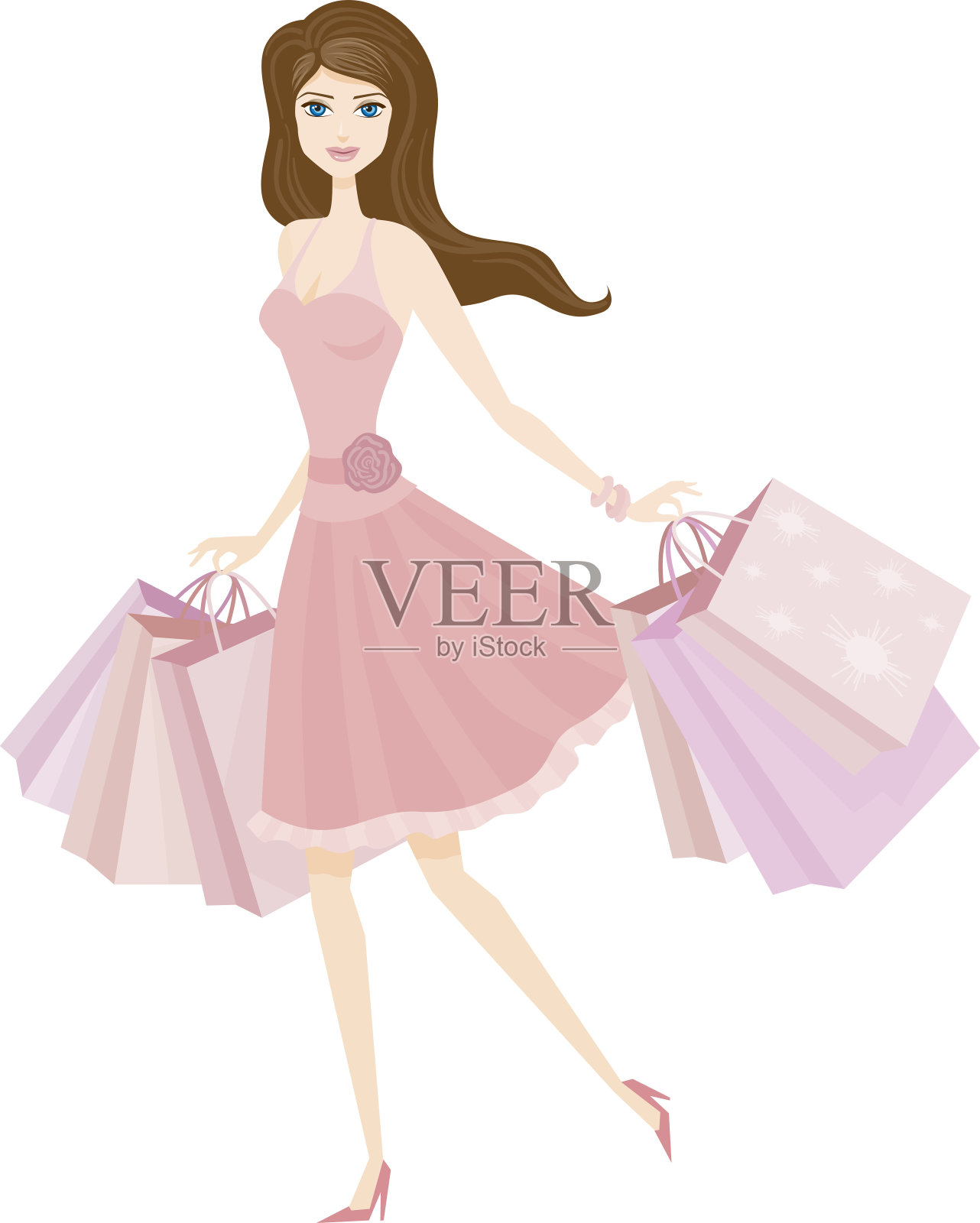 购物的女孩插画图片素材