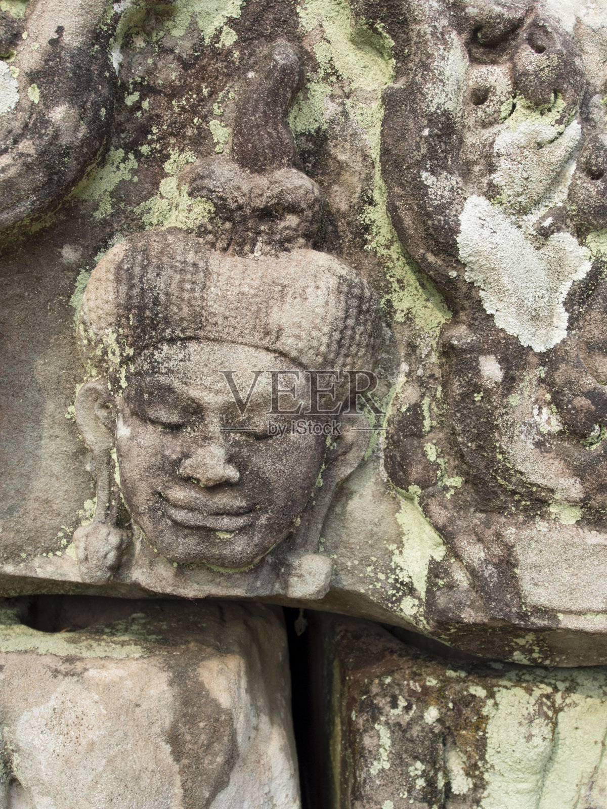 柬埔寨吴哥窟的装饰细节照片摄影图片