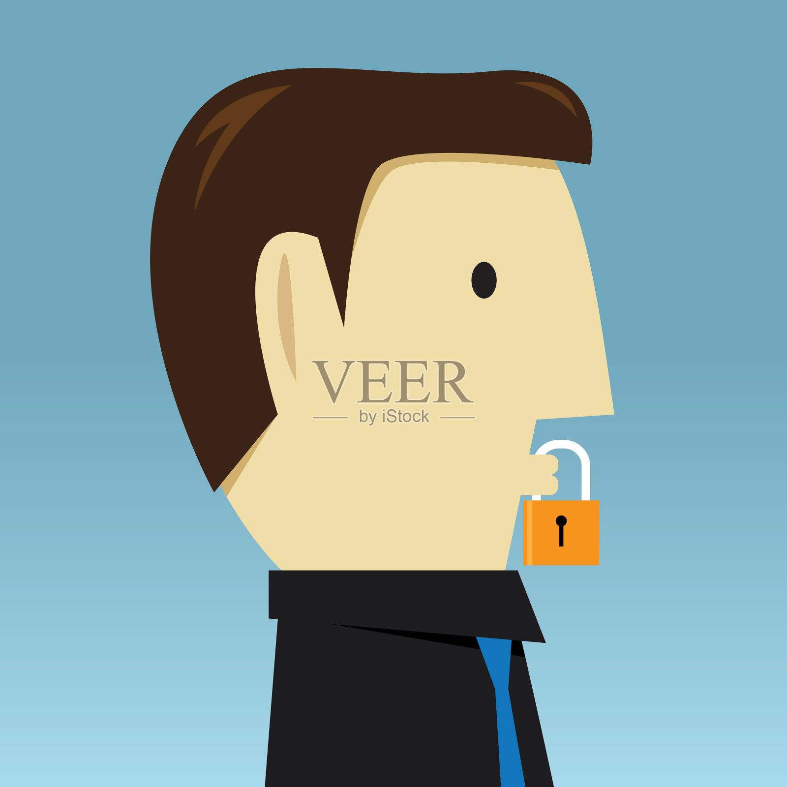 闭口锁定设计元素图片