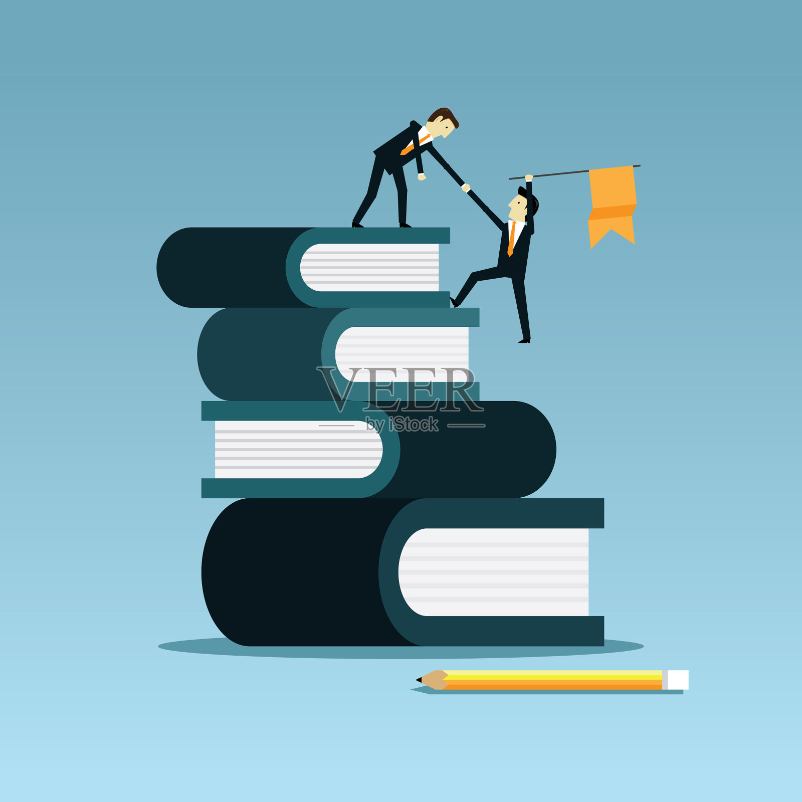 商人从书中走出来插画图片素材