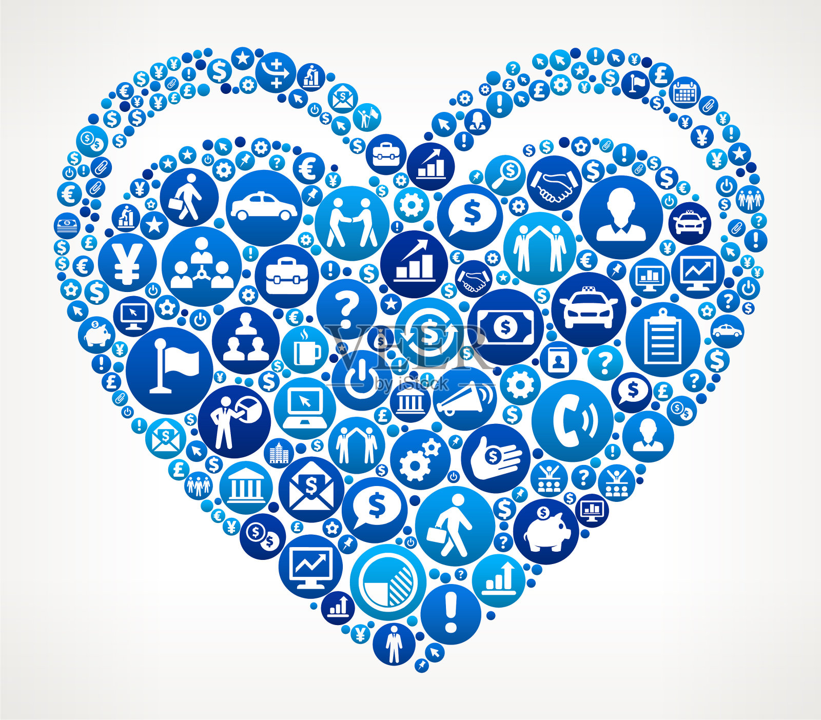 心脏商业和金融蓝色图标模式插画图片素材