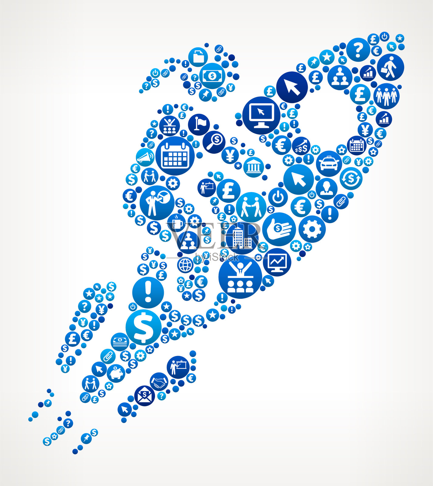 火箭商业和金融蓝色图标模式插画图片素材