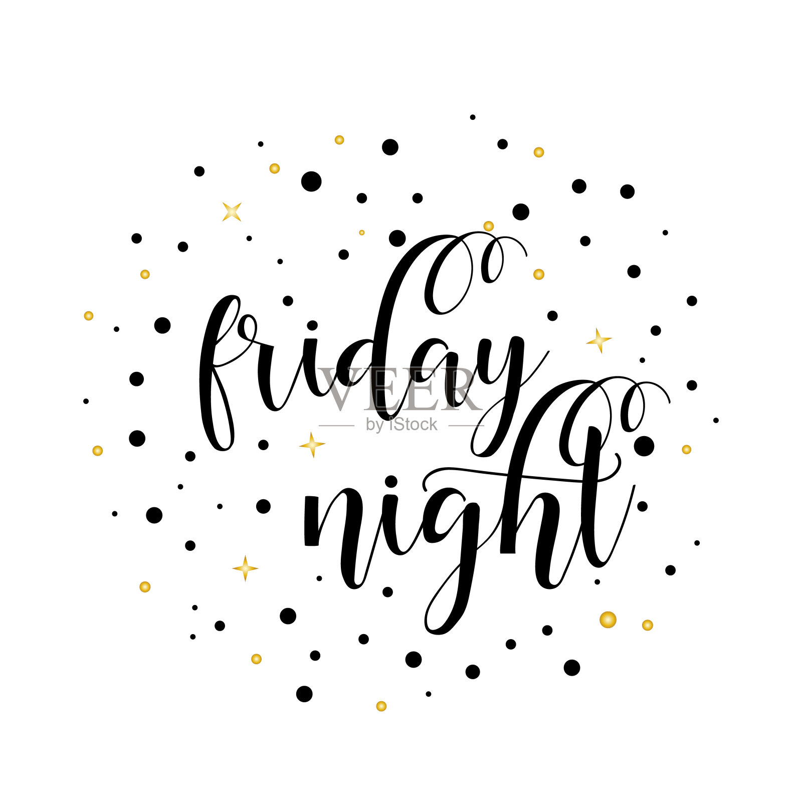 星期五晚上。刻字。书法矢量图插画图片素材
