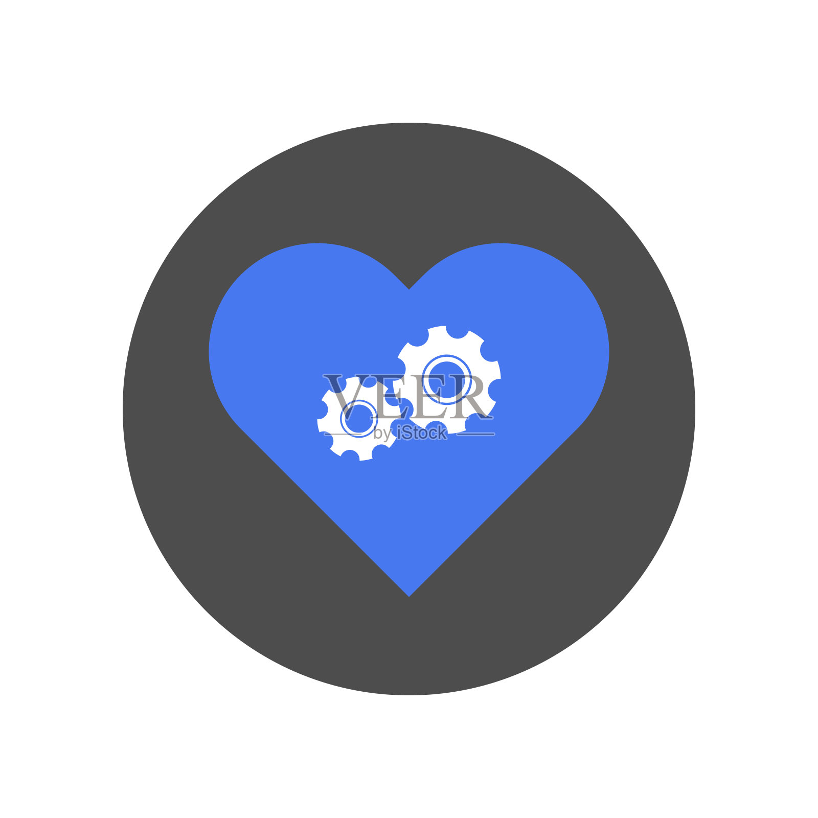 蓝色的机械心脏标志。矢量图标插画图片素材