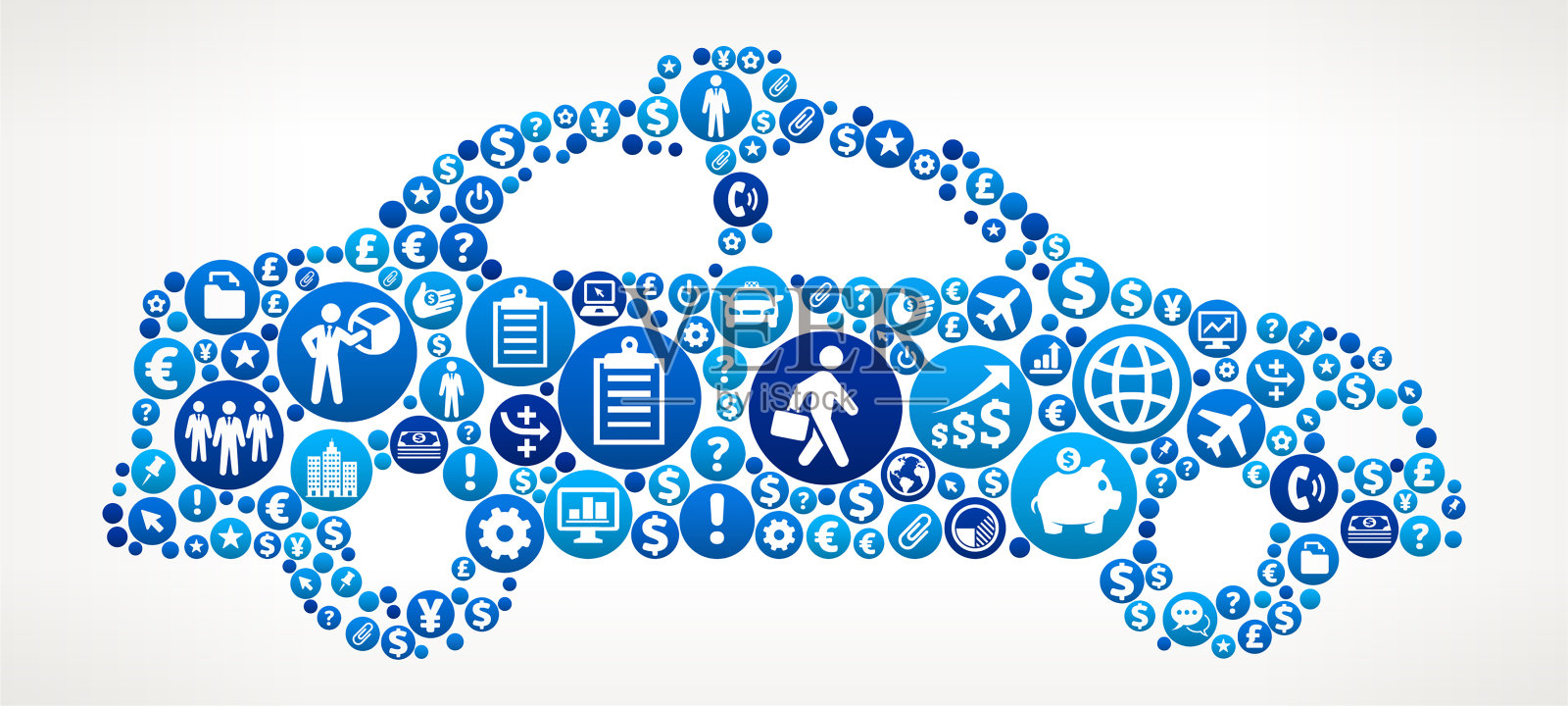 出租车业务和金融蓝色图标模式插画图片素材