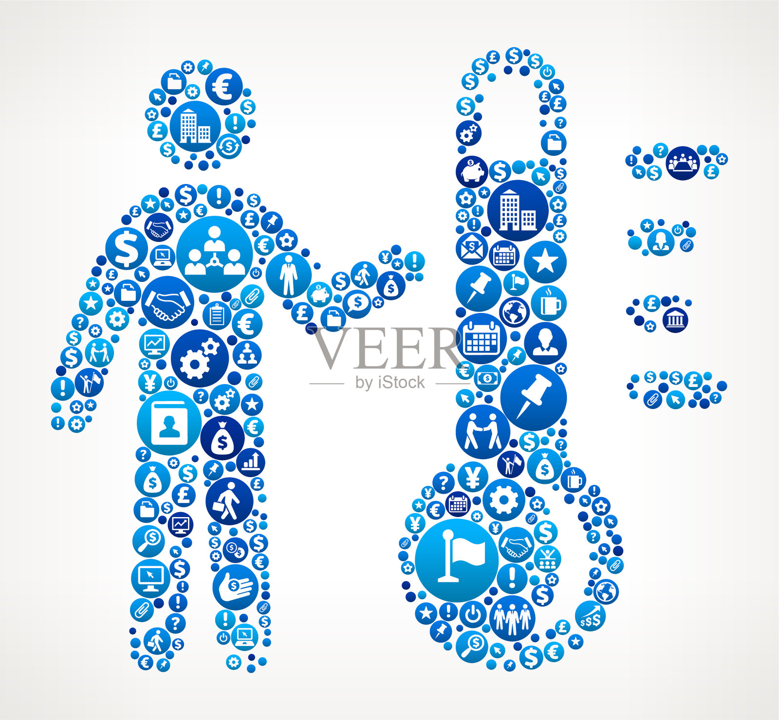 温度计和Stickfigure商业和金融蓝色图标模式插画图片素材