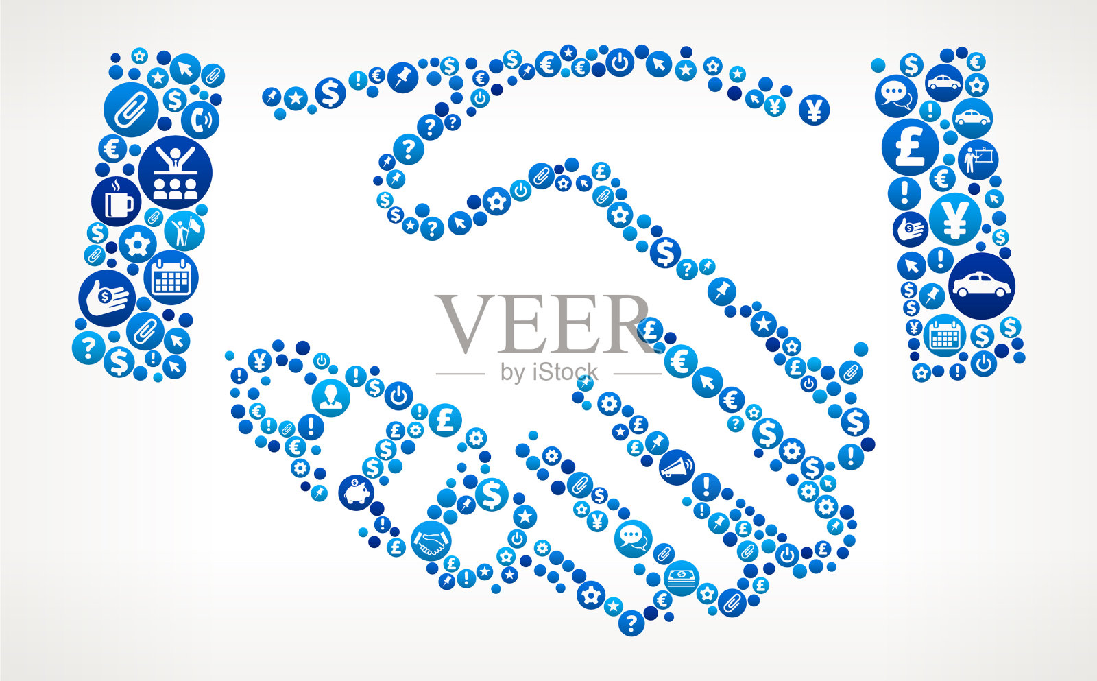 握手业务和金融蓝色图标模式插画图片素材