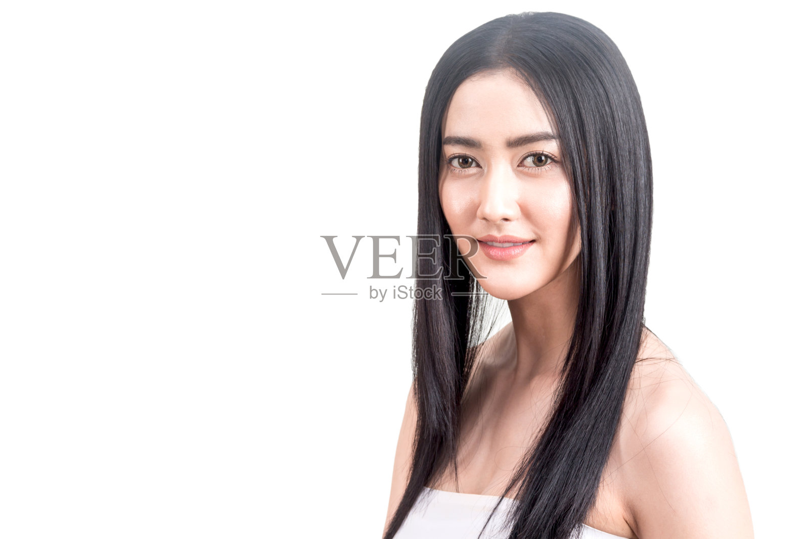 美女美容保健。美丽和温泉。完美的新鲜皮肤隔离在白色照片摄影图片