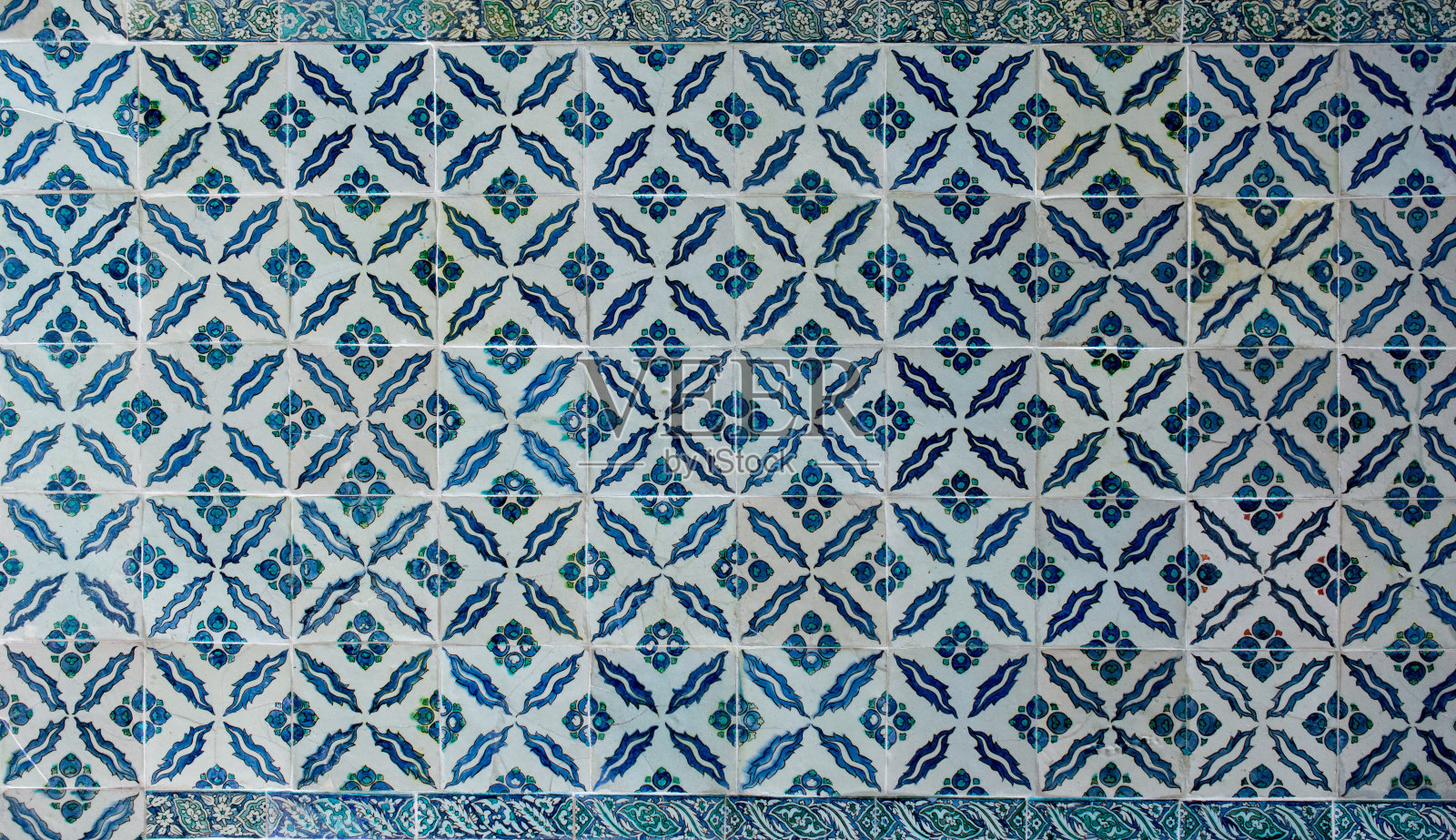奥斯曼古代手工土耳其瓷砖照片摄影图片