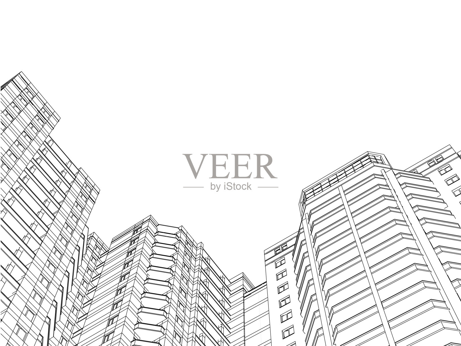 背景与住宅楼的轮廓插画图片素材