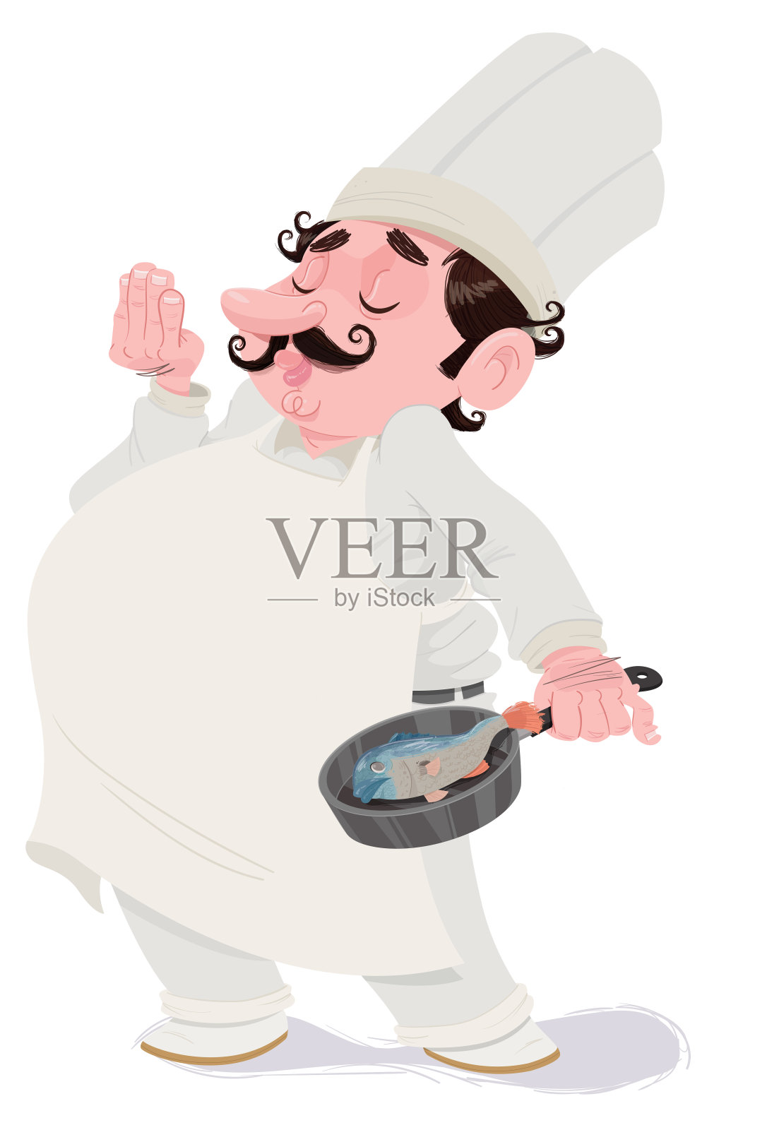 厨师和鱼插画图片素材