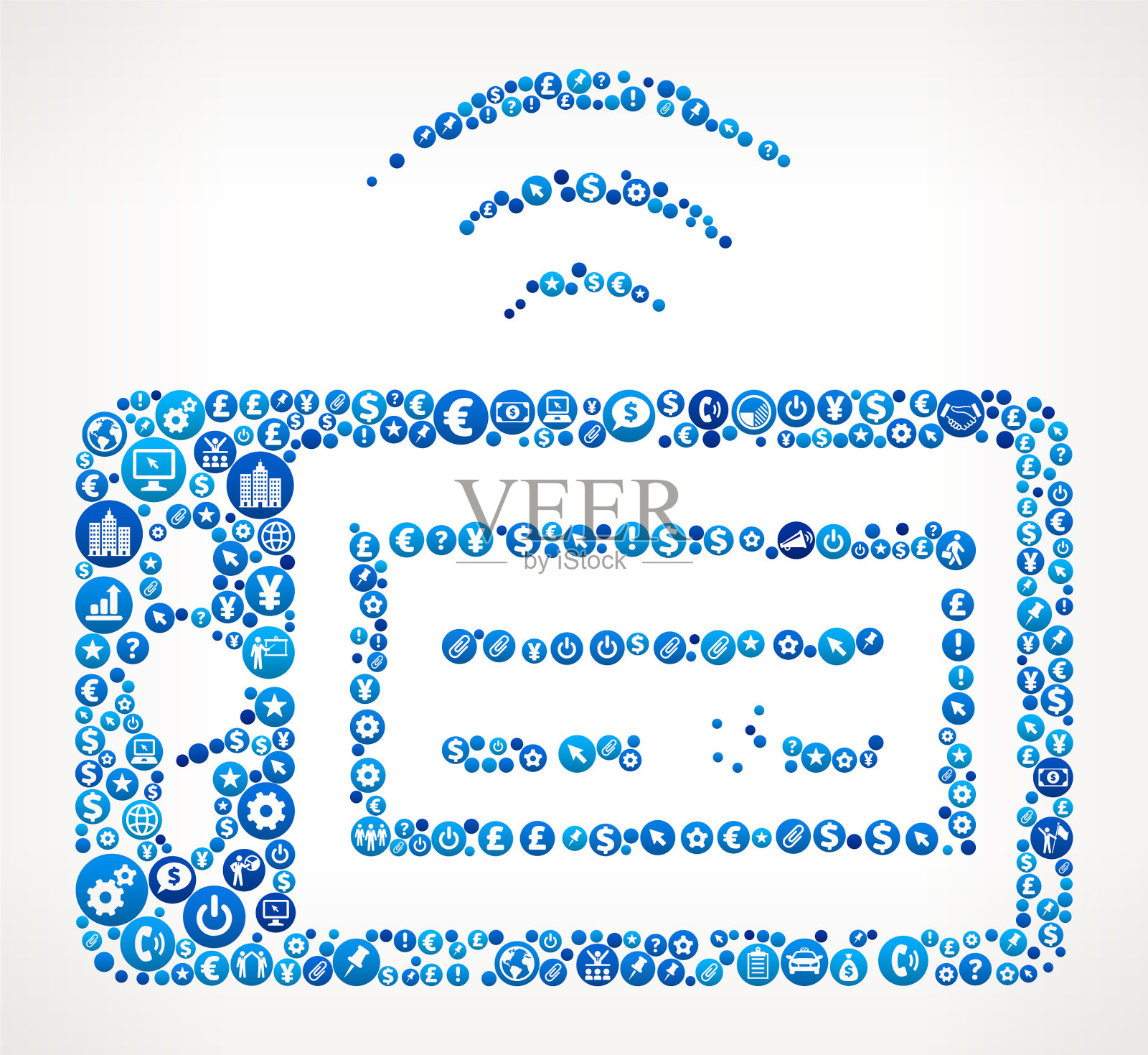 检查扫描手机业务和金融蓝色图标模式插画图片素材