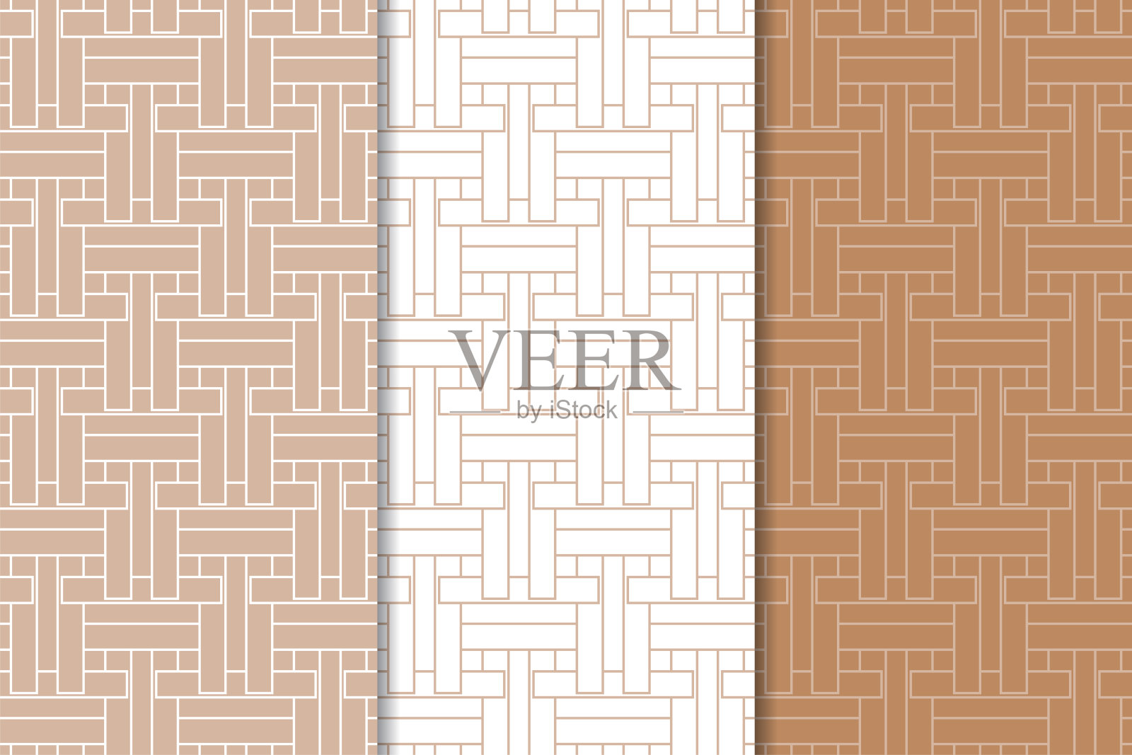 棕色和白色的几何无缝图案插画图片素材