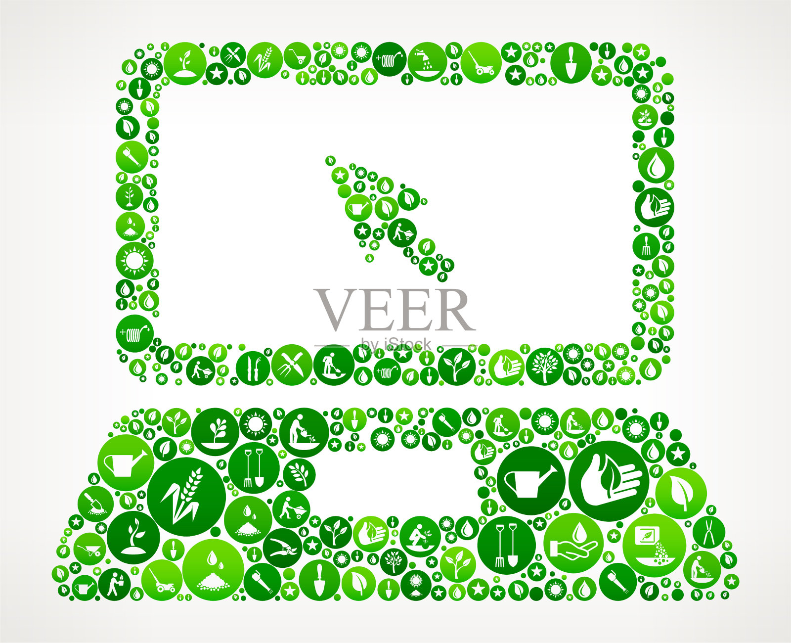 笔记本电脑和光标花园和园艺图标按钮模式插画图片素材