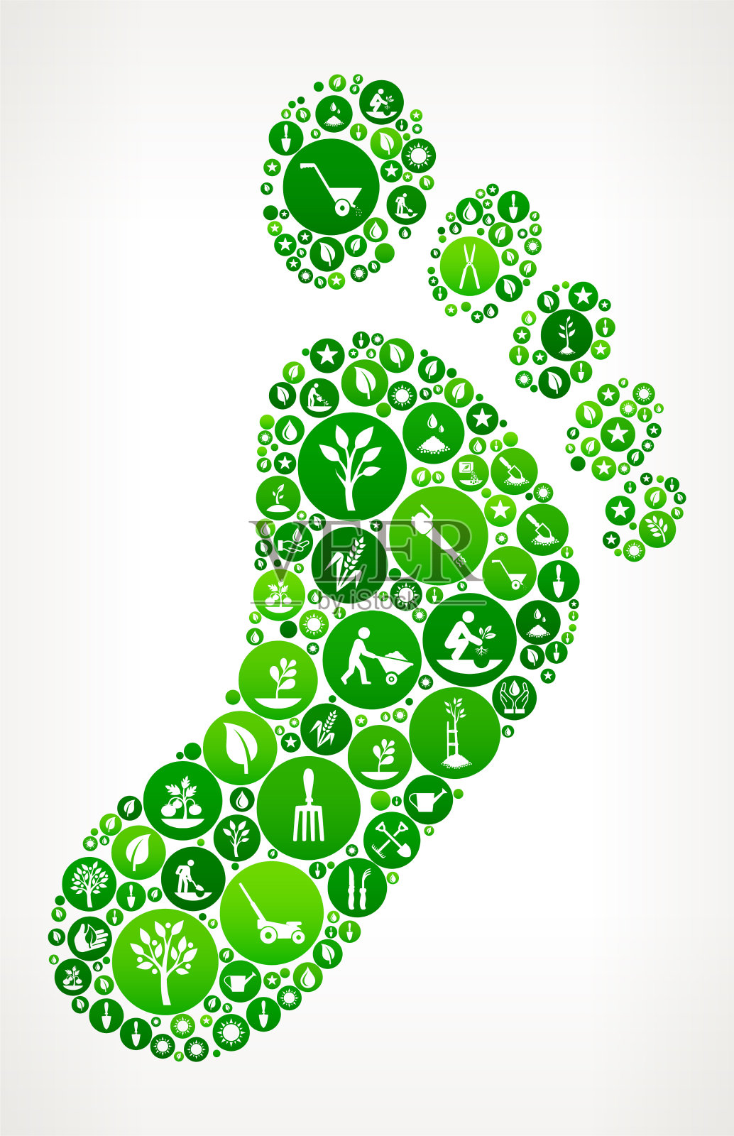 足迹花园和园艺图标按钮模式插画图片素材